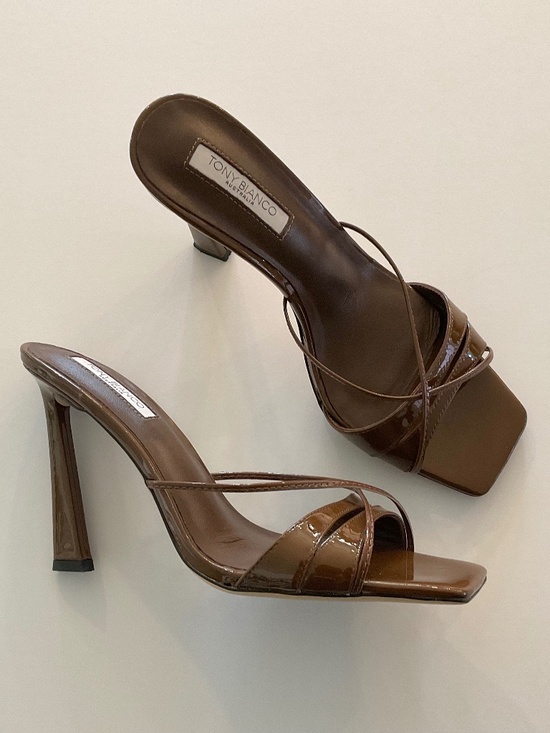 Tony Bianco Shoes - TONY BIANCA Vanquish Sandal in Brown Mocha Patent Leather Size 9